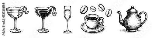Whimsical vintage sketch collection vector