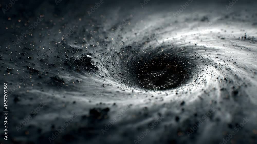 Abstract Black Hole Formation Animation Video, Swirling Vortex of Darkness and Light