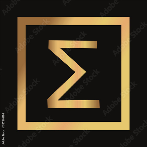 GRADIENT GOLDEN GREEK LETTER IN SQUARE WITH BLACK BACKGROUND