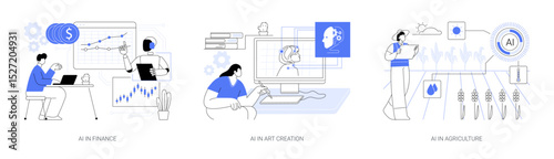 AI Transforming Diverse Professions abstract concept vector illustrations.