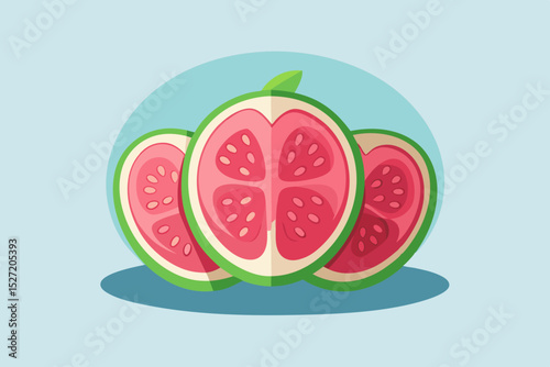 guava cut pink core fruit icon