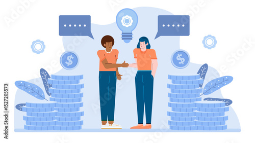 Business partners sealing a deal with a handshake, symbolizing collaboration, innovation, and financial success. Perfect for presentations, business articles, and marketing materials.