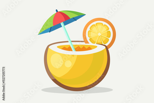 tropical coconut drink straw umbrella
