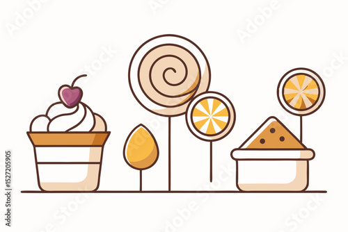minimalist dessert icon pack creme