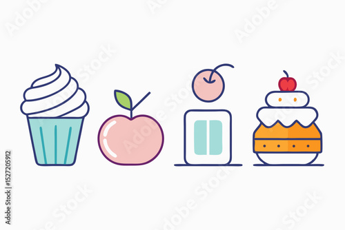 line icon set desserts soft serve swirl