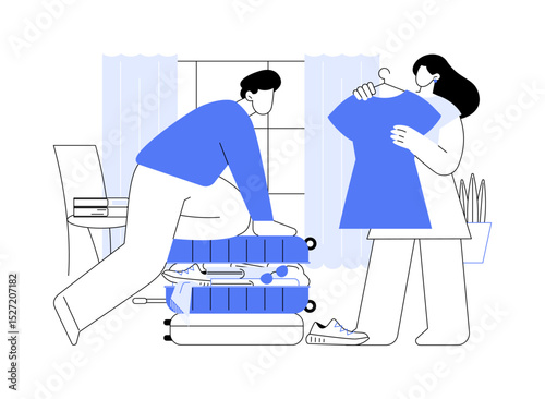 Overpacking isolated cartoon vector illustrations.