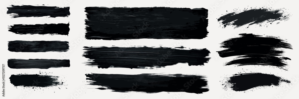 Naklejka premium Abstract black brush strokes art, vector set