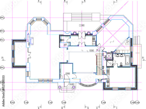 vector illustration of architectural design layout site plan landscape building house classic vintage ethnic traditional minimalist simple modern