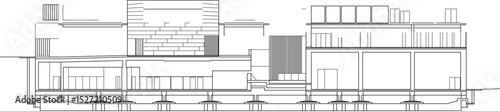 vector illustration of architectural design of construction structure of museum building section