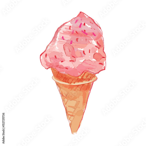 Ice cream illustration dessert watercolor vector