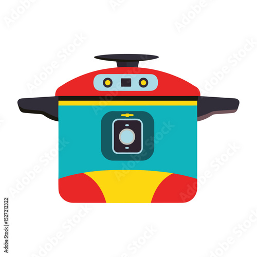 Pressure cooker kitchen appliances illustration colorful pressure vector
