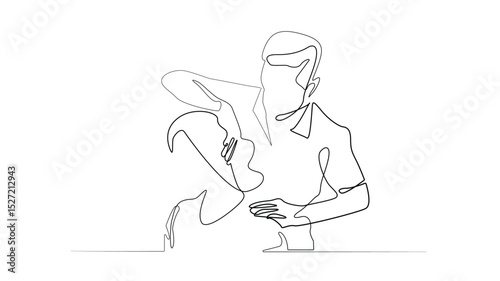 Saxophone Player Continuous Line Art on White Background