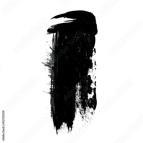 Vertical brush stroke silhouette black art vector