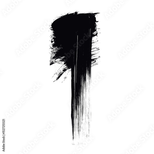Vertical brush stroke silhouette black art vector