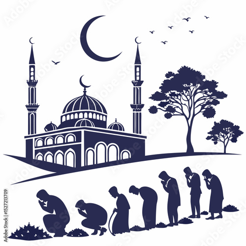 muslim prayer mosque crescent moon islamic art