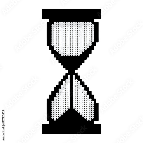 Pixel style of hourglass black white minimalist vector