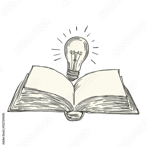 Opened book light sketch open vector