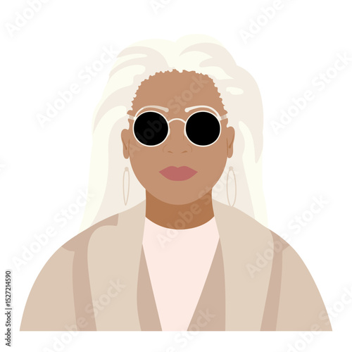Woman person with dark skin illustration sunglasses background vector