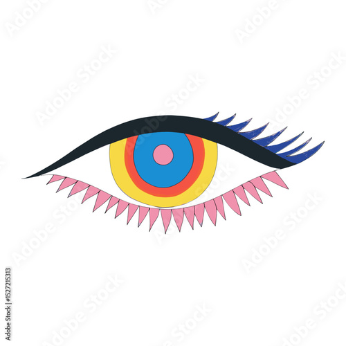Pink eye vibrant art illustration vector