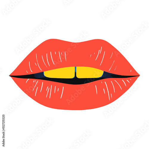 Red lips vibrant illustration cosmetics vector