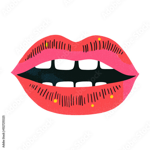 Pink lips vibrant illustration cosmetics vector
