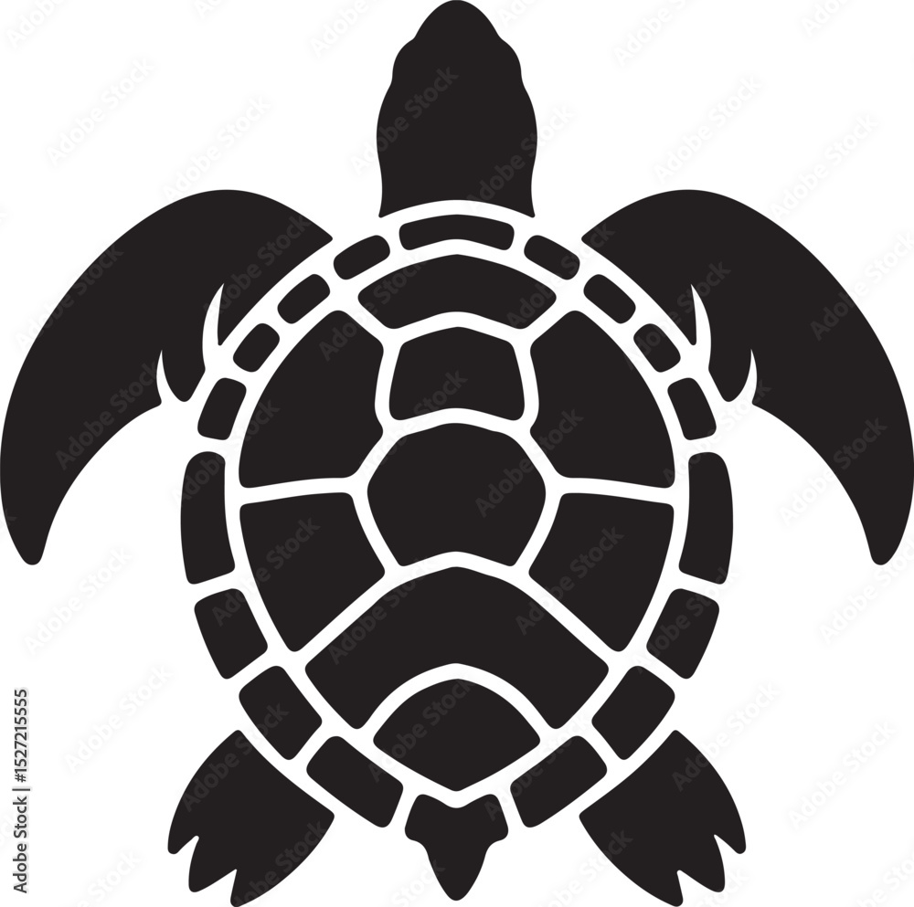 Obraz premium Turtle Black Silhouette Vector, Sea Animal Clipart & Ocean Wildlife Design