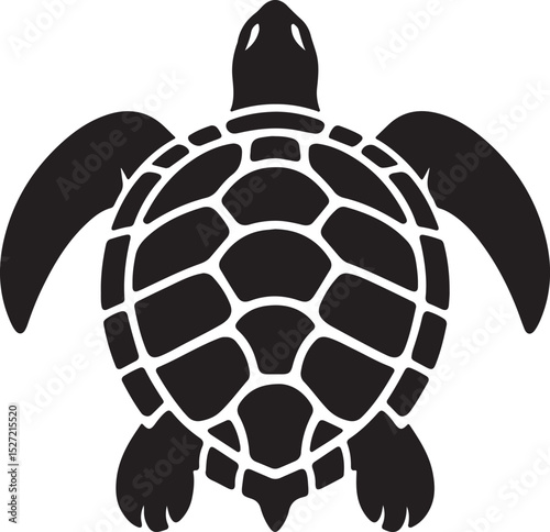 Turtle Black Silhouette Vector, Sea Animal Clipart & Ocean Wildlife Design