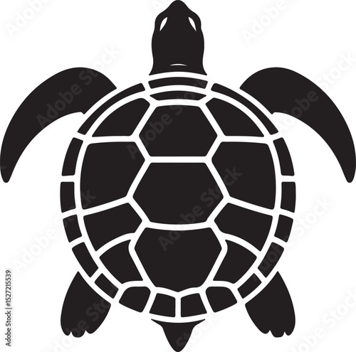 Turtle Black Silhouette Vector, Sea Animal Clipart & Ocean Wildlife Design