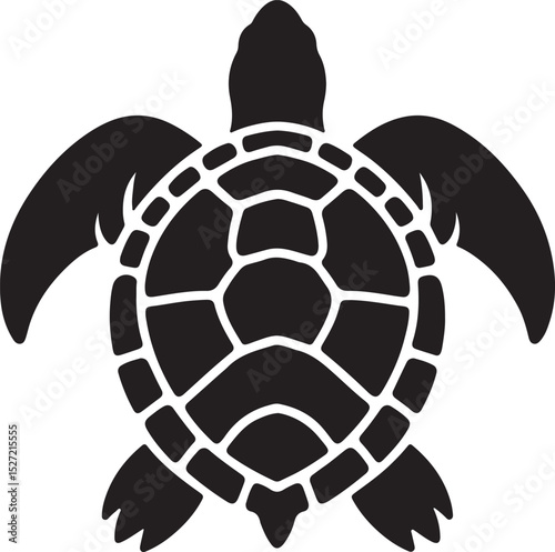 Turtle Black Silhouette Vector, Sea Animal Clipart & Ocean Wildlife Design