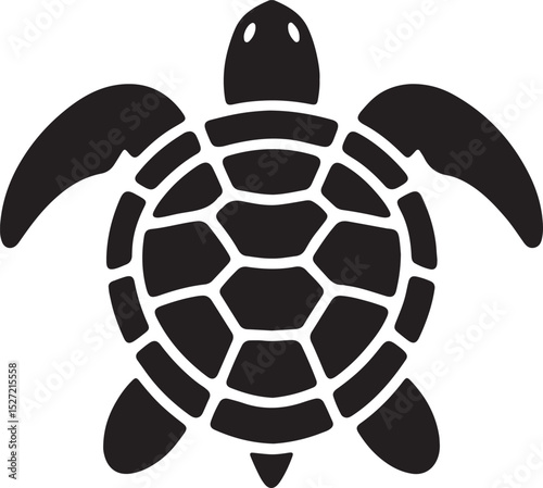 Turtle Black Silhouette Vector, Sea Animal Clipart & Ocean Wildlife Design