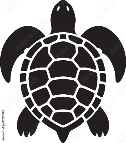 Turtle Black Silhouette Vector, Sea Animal Clipart & Ocean Wildlife Design