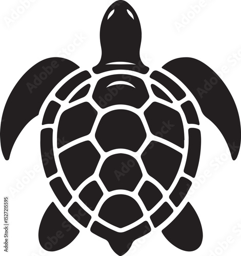 Turtle Black Silhouette Vector, Sea Animal Clipart & Ocean Wildlife Design