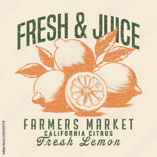 Fresh and juice framers market.  summer fruit design , vintage grunge food fashion. typography slogan text print design, California Malibu, fruit print graphics for t-shirt Design. Fruit vintage tee