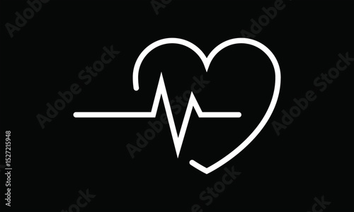 set of icons and symbols ECG - EKG signal, Heart pulse line concept design
