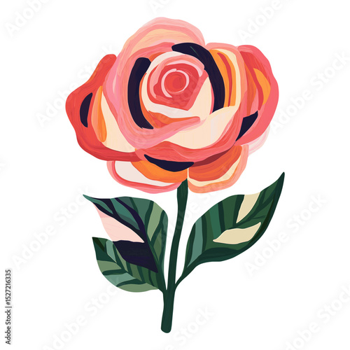 Red rose illustration colorful flower vector