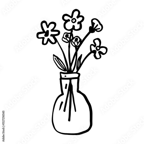 Flower in vase design flowers drawing sketch vector