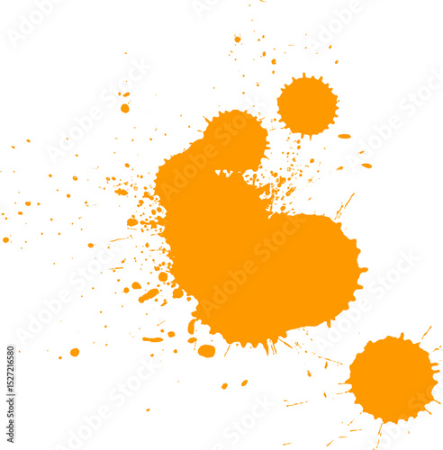 orange watercolor brush drop splatter splash artistic on white background grunge style