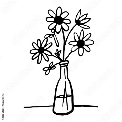 Flower in vase design flowers simple daisy vector