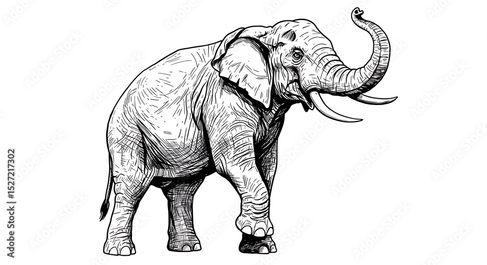 Fototapeta premium vector art line of angry elephant brave with fire effect and siluet effect suitable for mockup and logo product of team isolated white background