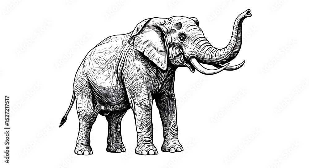 Obraz premium vector art line of angry elephant brave with fire effect and siluet effect suitable for mockup and logo product of team isolated white background