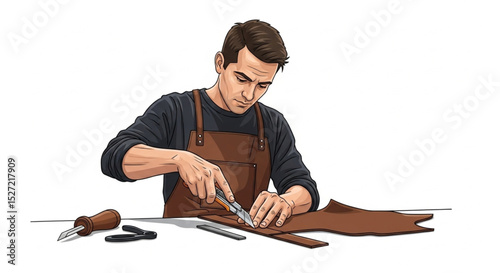 Leather Craftsman Cutting Material for Fashion Bag – Vector Illustration