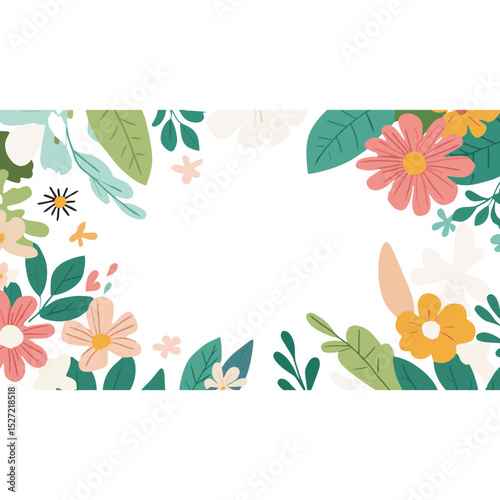 Flowers frame illustration graphics colorful vector