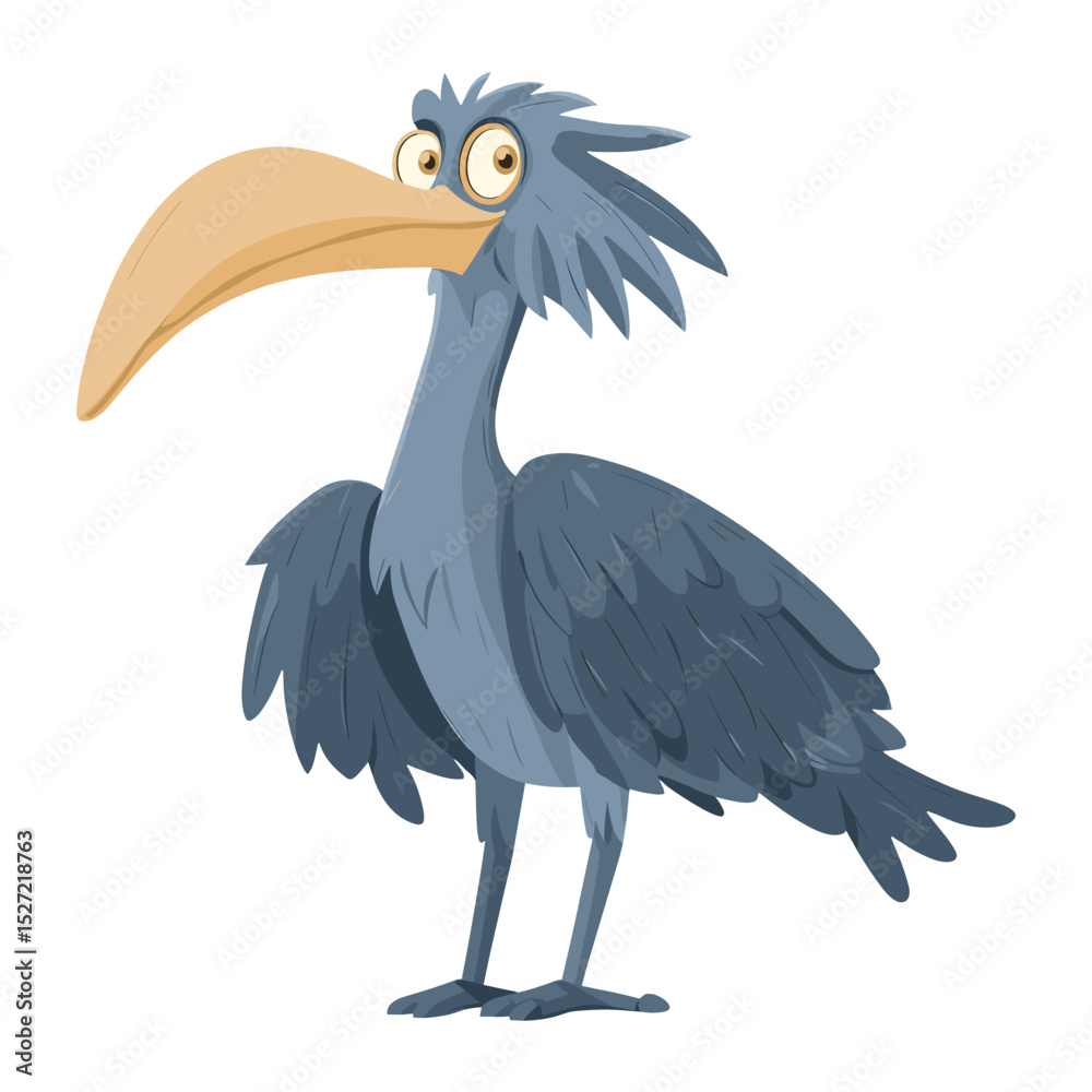 Obraz premium Vector illustration of Shoebill cartoon design beak vector