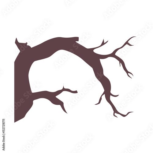 Flat spooky branch with twisted, extended limbs and sharp angles, great for haunted, fantasy, or eerie forest design elements.

