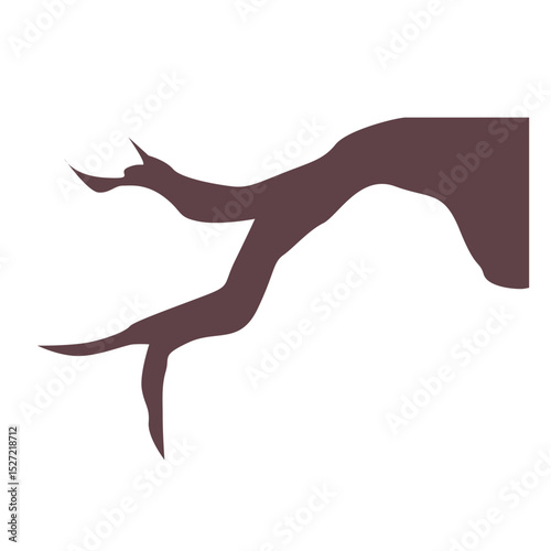 Minimal flat branch illustration with curved structure, leafless and eerie, great for moody forest or mysterious nature compositions.

