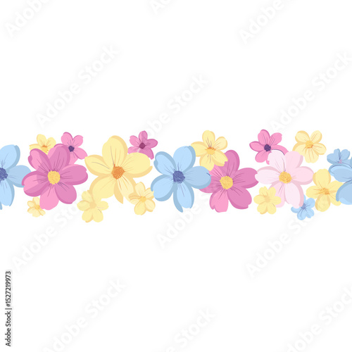 Spring flowers illustration colorful seamless vector