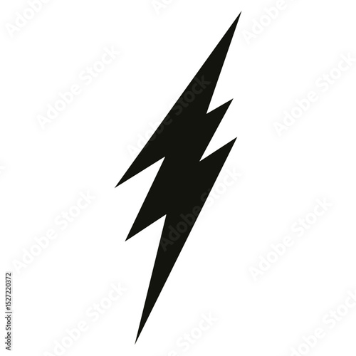Black lightning bolt silhouette electricity minimalist vector