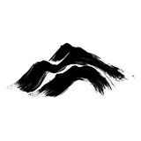 Ink dry brush stroke of moutain illustration abstract black vector