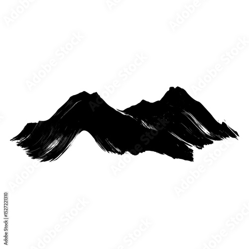 Ink dry brush stroke of moutain illustration silhouette abstract vector