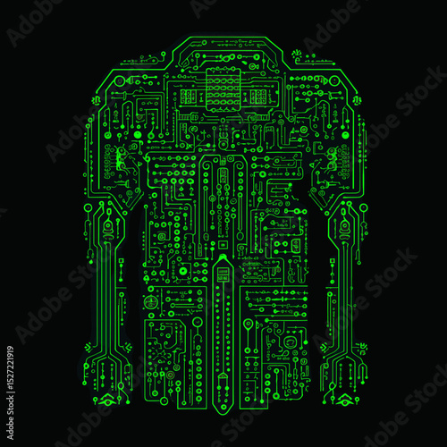 Clean modern digitalistic isolated on black background element electronics green illustration vector